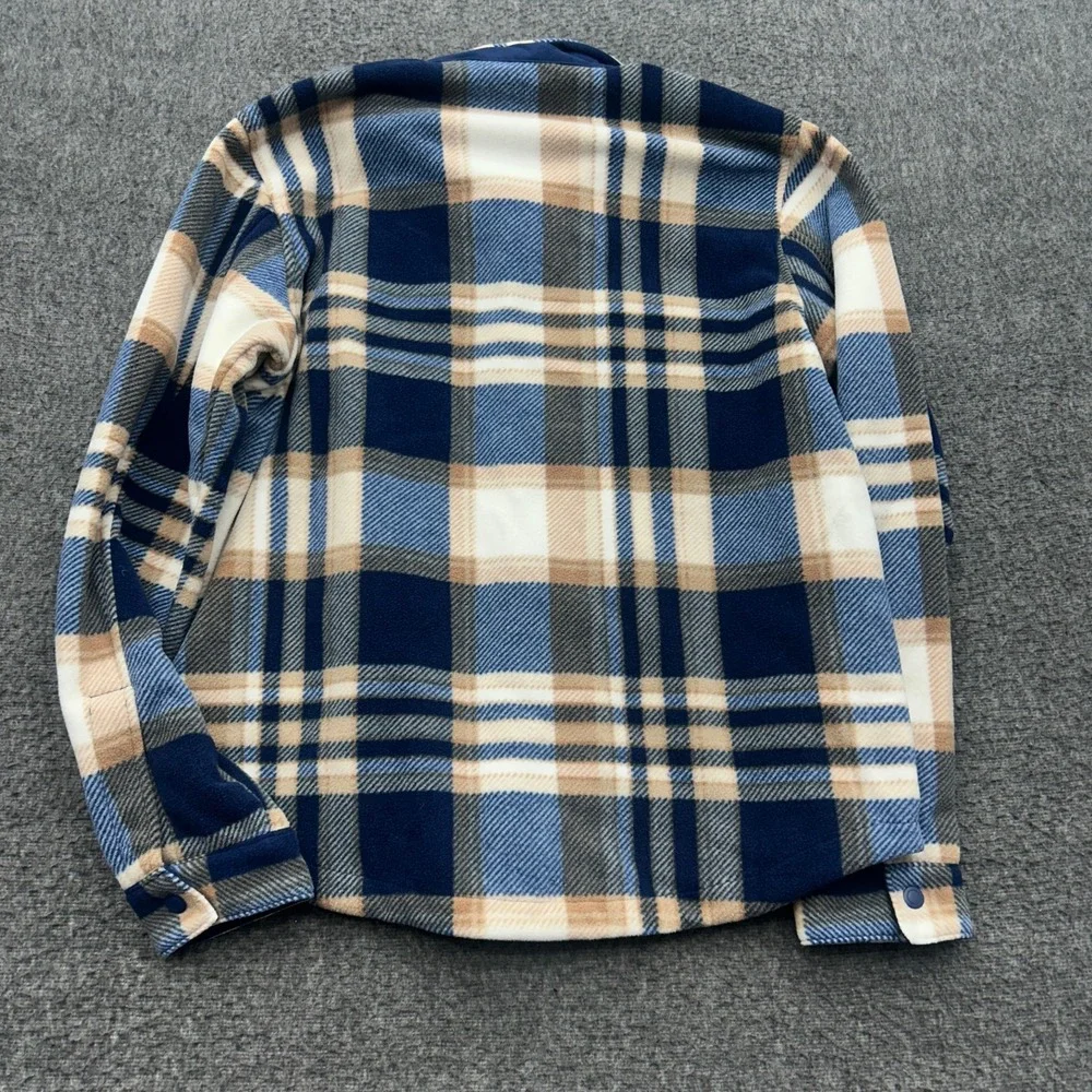 Lands End Mens Anyweather Plaid Fleece Shirt Jacket M 38-40 Shacket